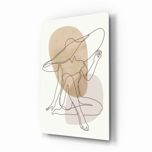 Seated Hat Woman Figure Glass Wall Art