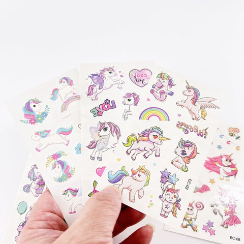 10 Sheets Cartoon Tattoos for Kids Party Supplies Unicorn Temporary Tattoos