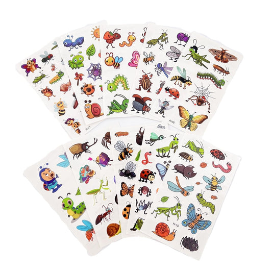 10 Sheets Kids Birthday Party Supplies Cartoon Insects Bugs Temporary Tattoos