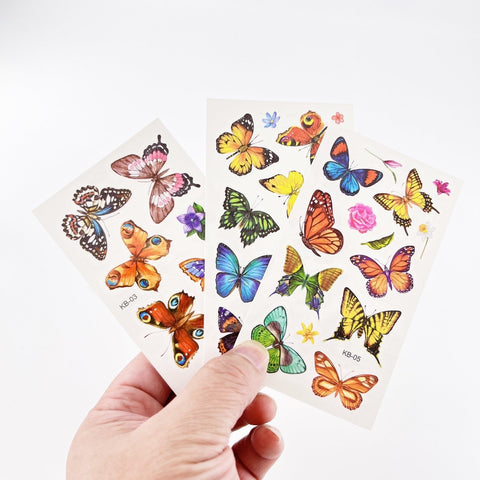 10 Sheets Kids Cartoon Butterfly Temporary Tattoos for Boys Girls Party Favor Supplies