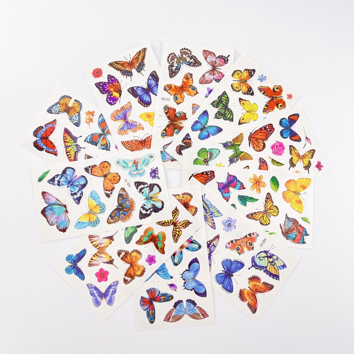 10 Sheets Kids Cartoon Butterfly Temporary Tattoos for Boys Girls Party Favor Supplies