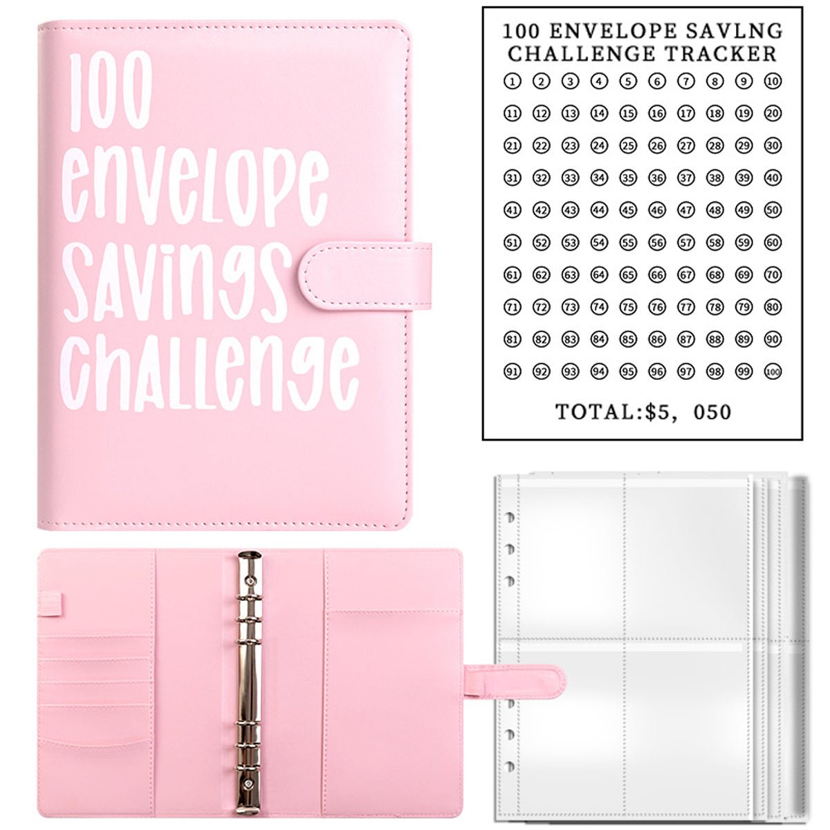 100 Envelope Saving Challenge, Fun Easy Cash Budget Saving Challenge Book Binder