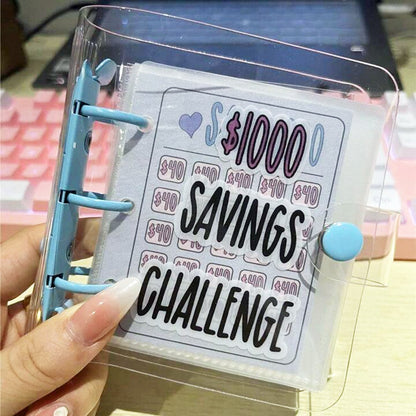 $1000 Saving Challenge Book 3 Ring Binder Clear Cover Money Saving Book