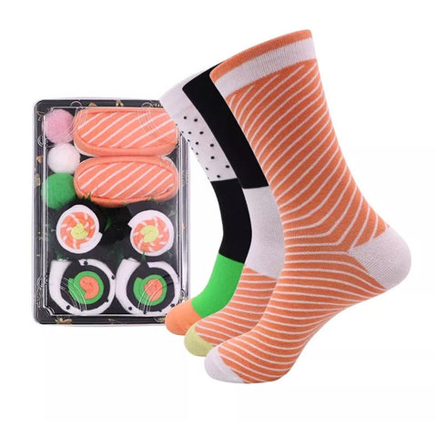 3 Pairs Box Sushi Socks - Novelty Funny Socks for Thanksgiving Christmas Holidays Gift