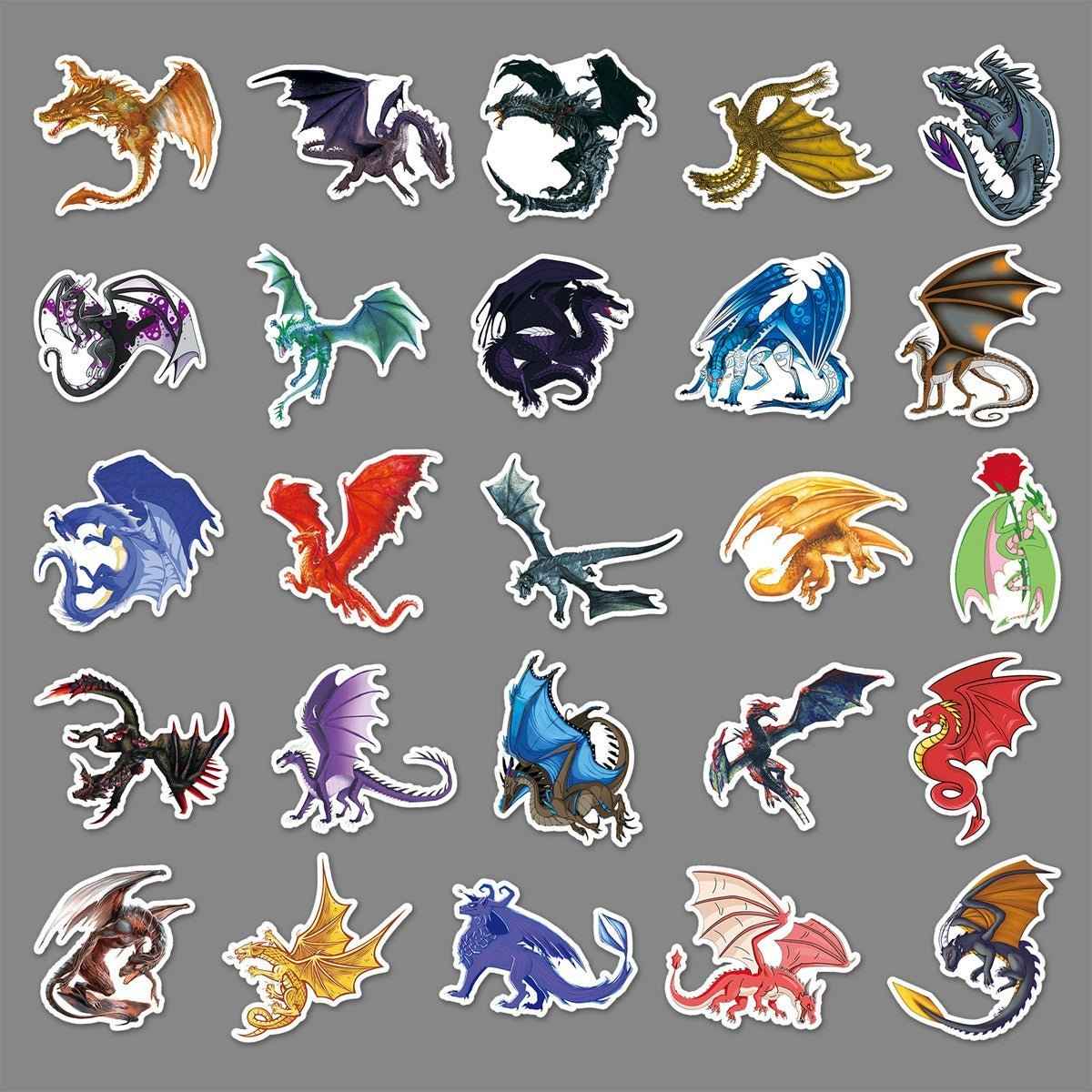 50 Dragon Stickers for Laptops Water Bottles & Notebooks