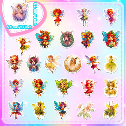 (50 pcs) Beautiful Fairy Stickers for Kids Party Bag Fillers