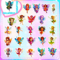 (50 pcs) Beautiful Fairy Stickers for Kids Party Bag Fillers
