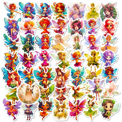 (50 pcs) Beautiful Fairy Stickers for Kids Party Bag Fillers