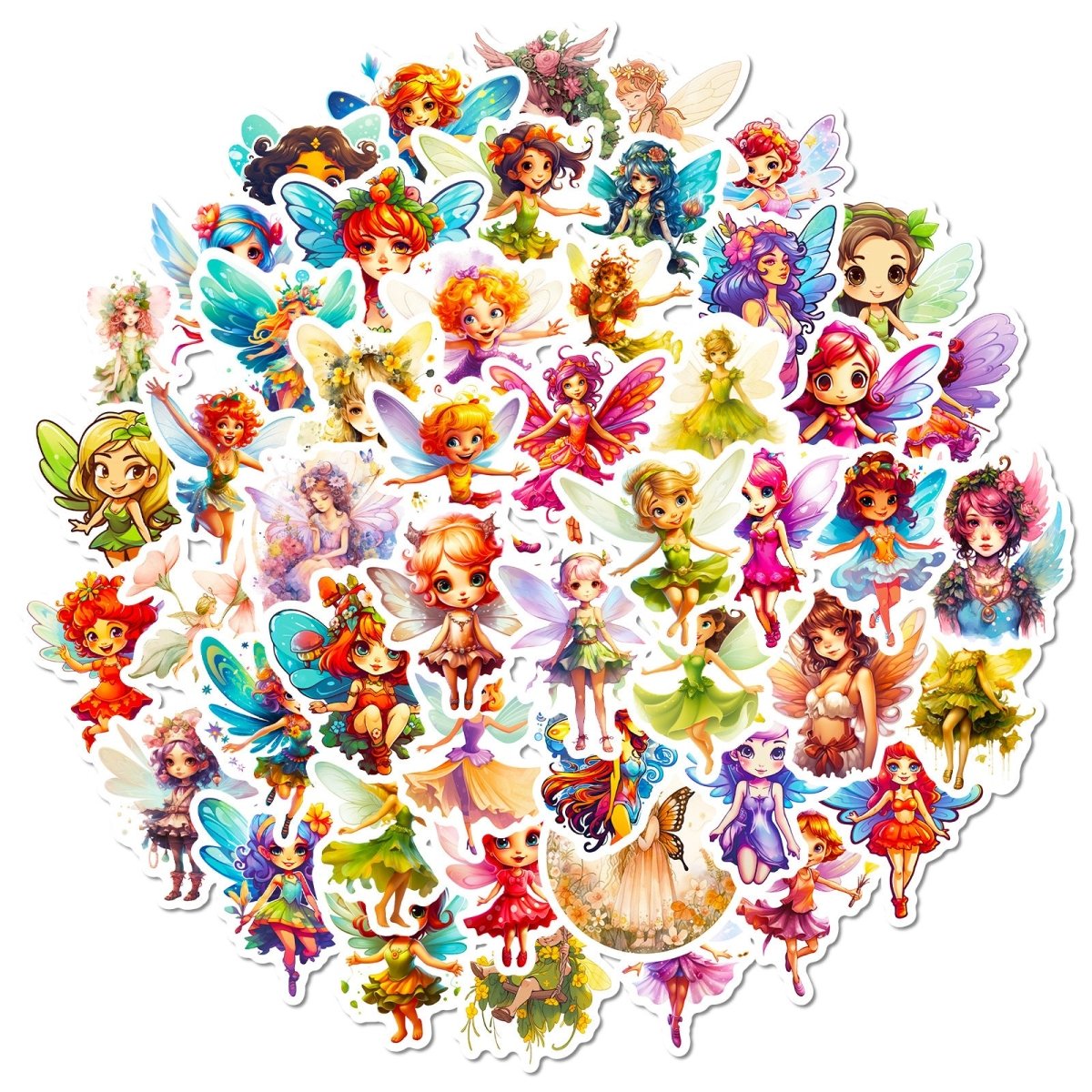 (50 pcs) Beautiful Fairy Stickers for Kids Party Bag Fillers