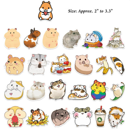 (50 pcs) Cute Hamster Stickers - PVC Waterproof High Definition UV Stickers