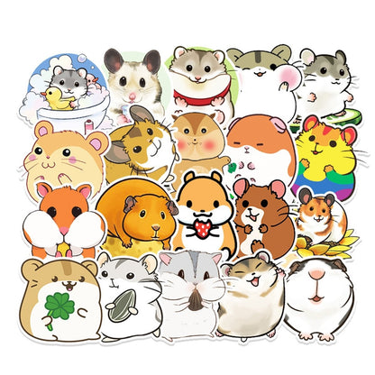 (50 pcs) Cute Hamster Stickers - PVC Waterproof High Definition UV Stickers