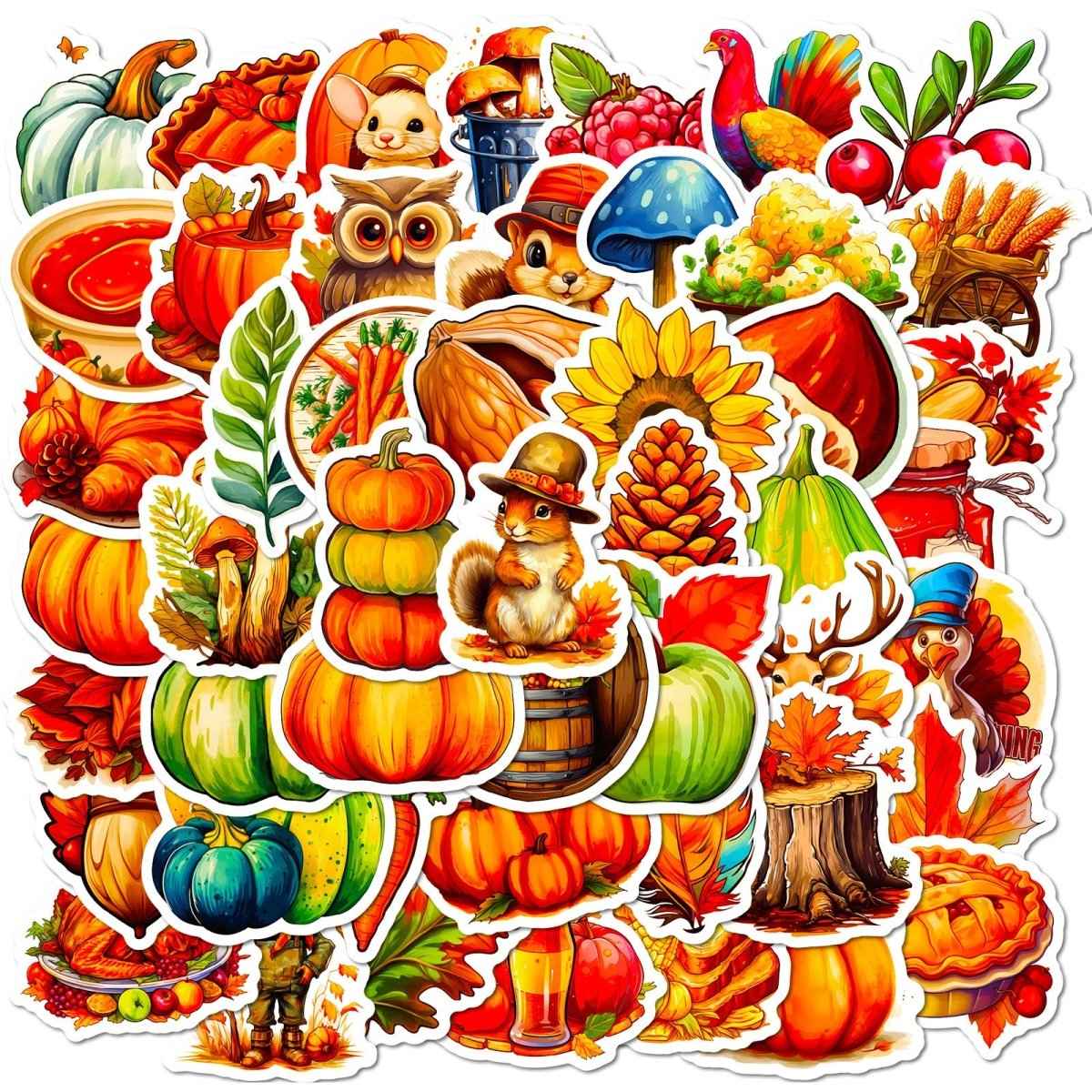 50-Piece Pumpkin Sticker Set – Waterproof Vinyl for All Surfaces
