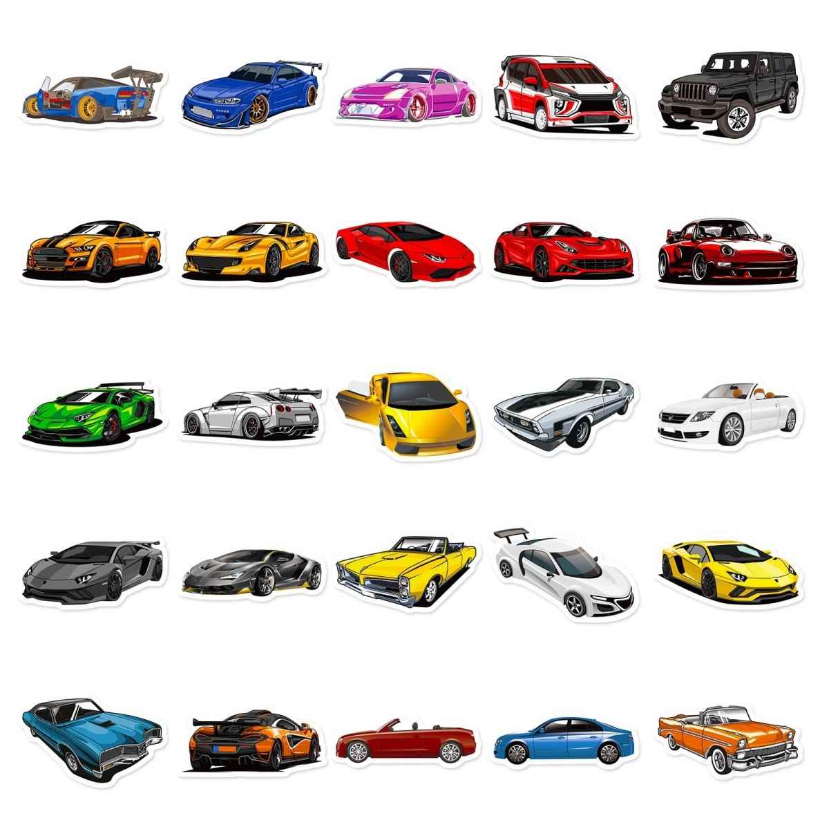 50 Sport Car Sticker Set – Cool Vinyl Decals for Decor & Gifts