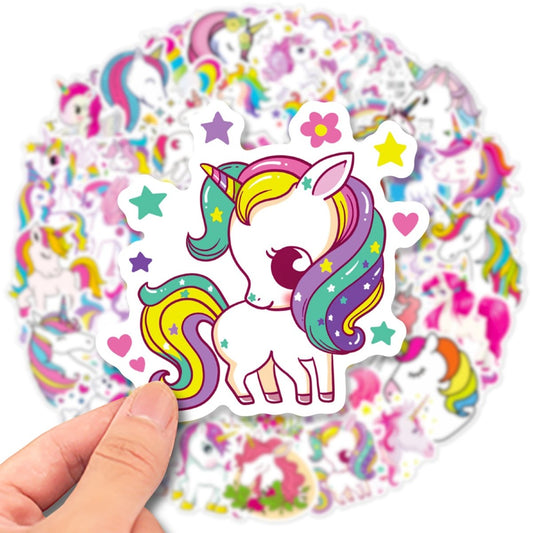 50Pcs Waterproof Vinyl Unicorn Stickers Wall Decals for Kids Teens Room Decor