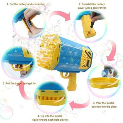 Bazooka Bubble Gun Toy 69 Holes Big Bubble Blaster Gun for Kids