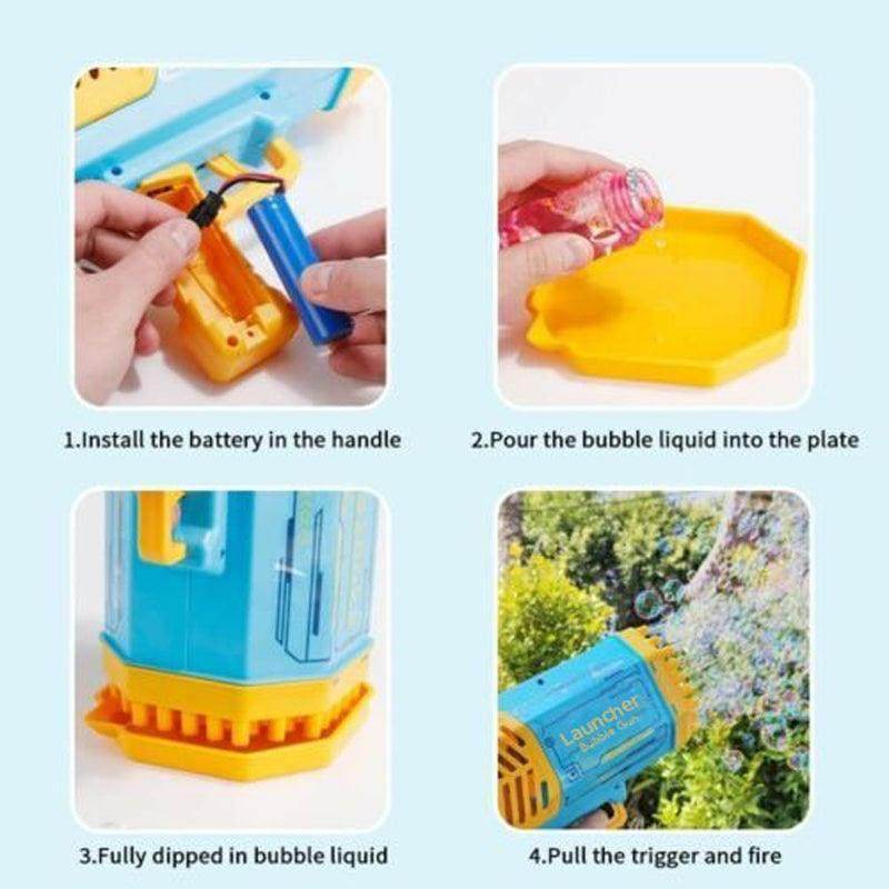 Bazooka Bubble Gun Toy 69 Holes Big Bubble Blaster Gun for Kids