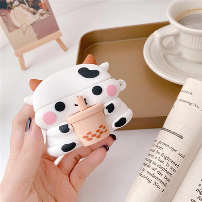 Boba Airpods Case Milk Cow Protective Case