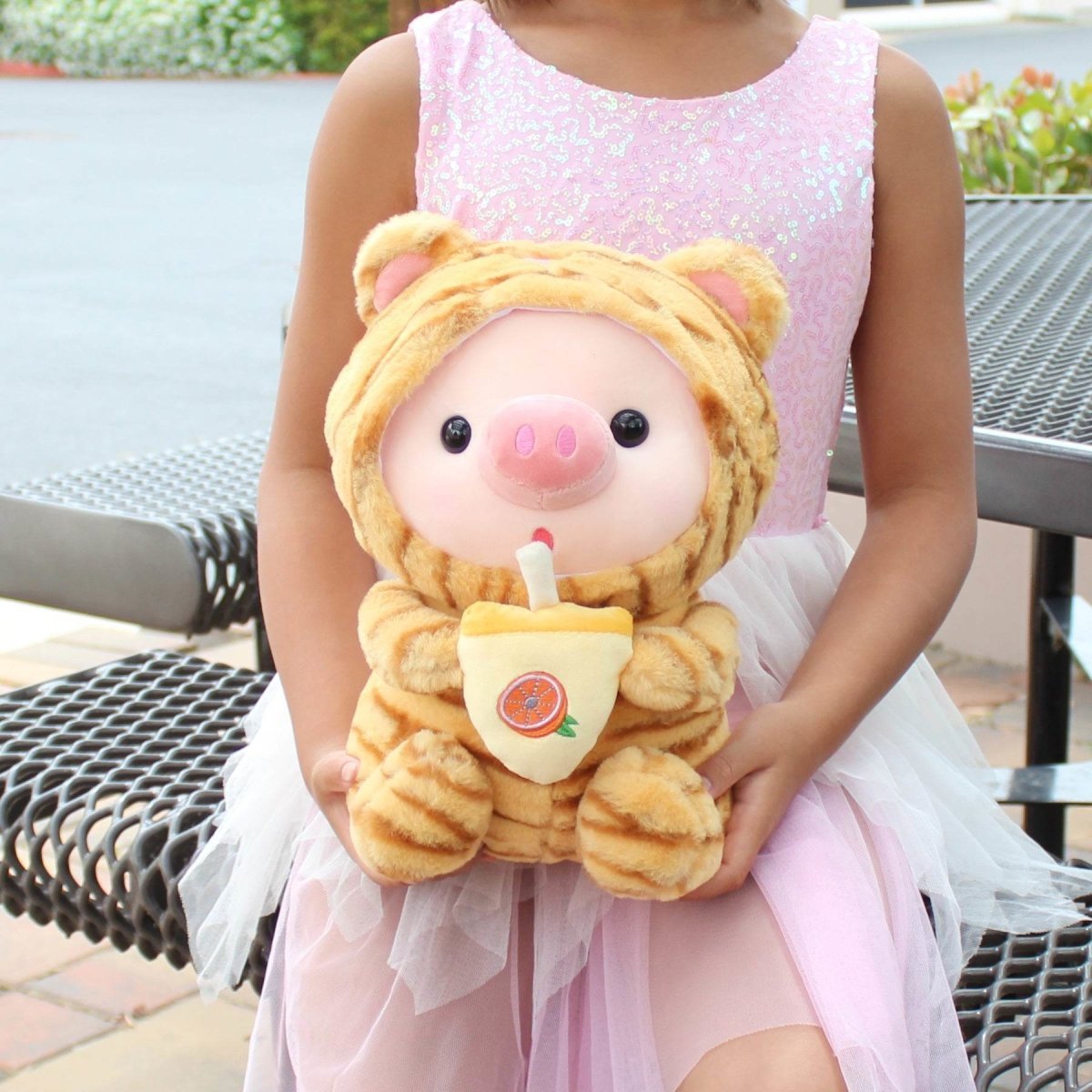 Boba Piggy Plush Adorable Fluffy Pig Stuffed Animal