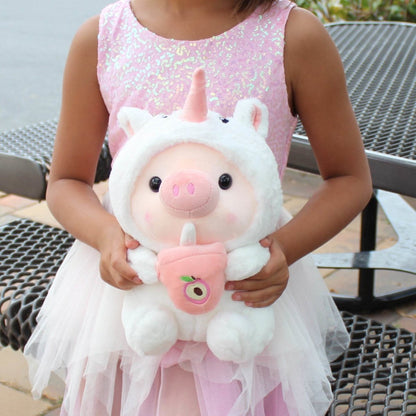 Boba Piggy Plush Adorable Fluffy Pig Stuffed Animal