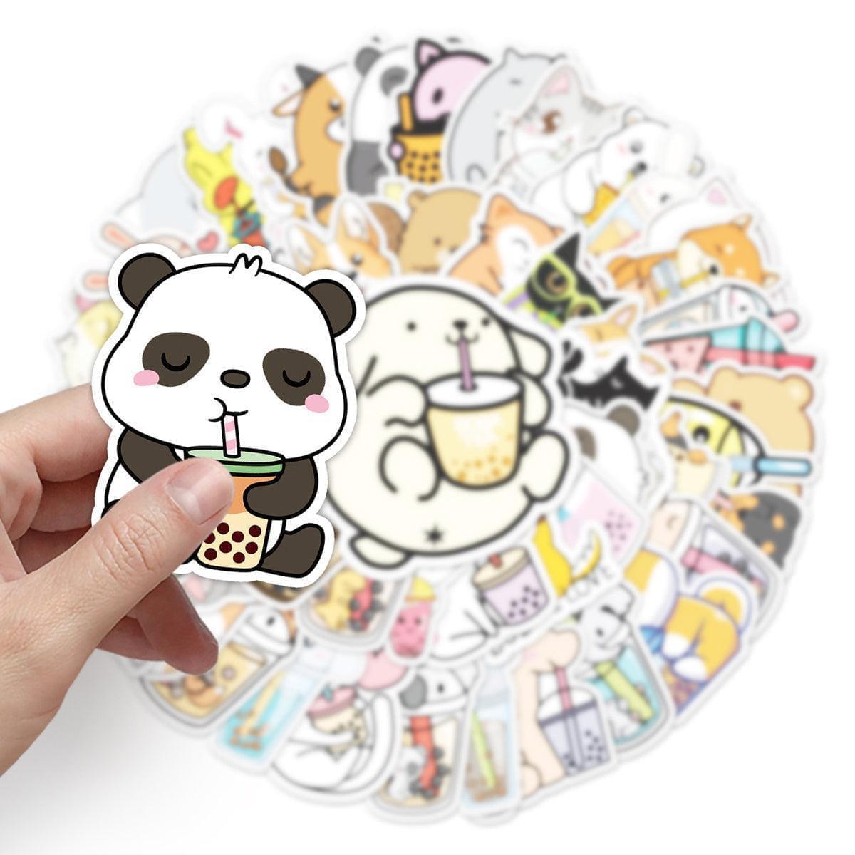 Boba Stickers 50 pcs Waterproof Animal Theme Stickers