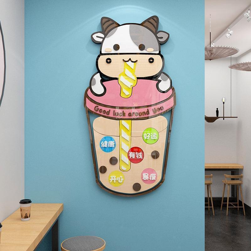 Boba Store Decoration 3D Milkcow Unique Boba Decor