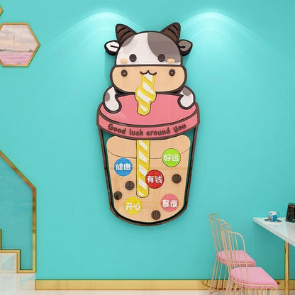 Boba Store Decoration 3D Milkcow Unique Boba Decor