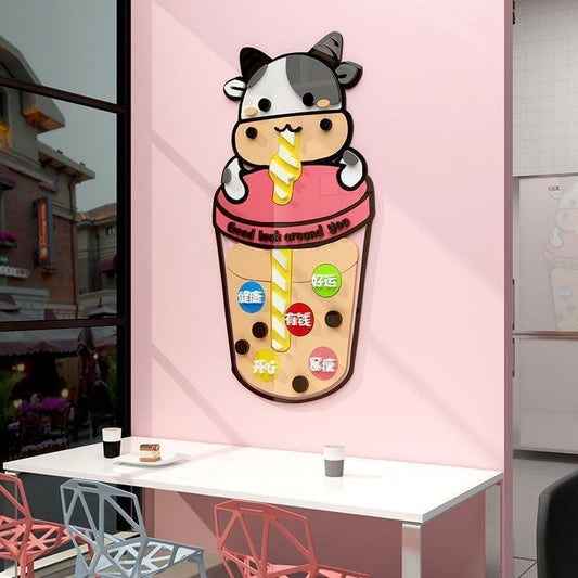Boba Store Decoration 3D Milkcow Unique Boba Decor