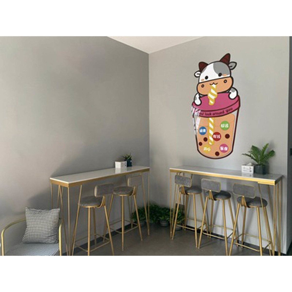 Boba Store Decoration 3D Milkcow Unique Boba Decor