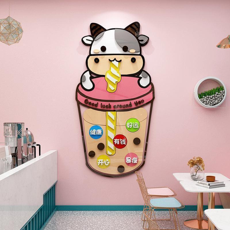 Boba Store Decoration 3D Milkcow Unique Boba Decor