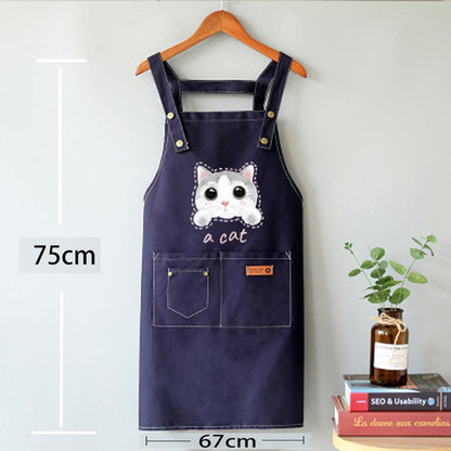 Cat Apron Canvas Cross back with 3 Pockets