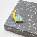 Cat Enamel Pin Napping on the Moon