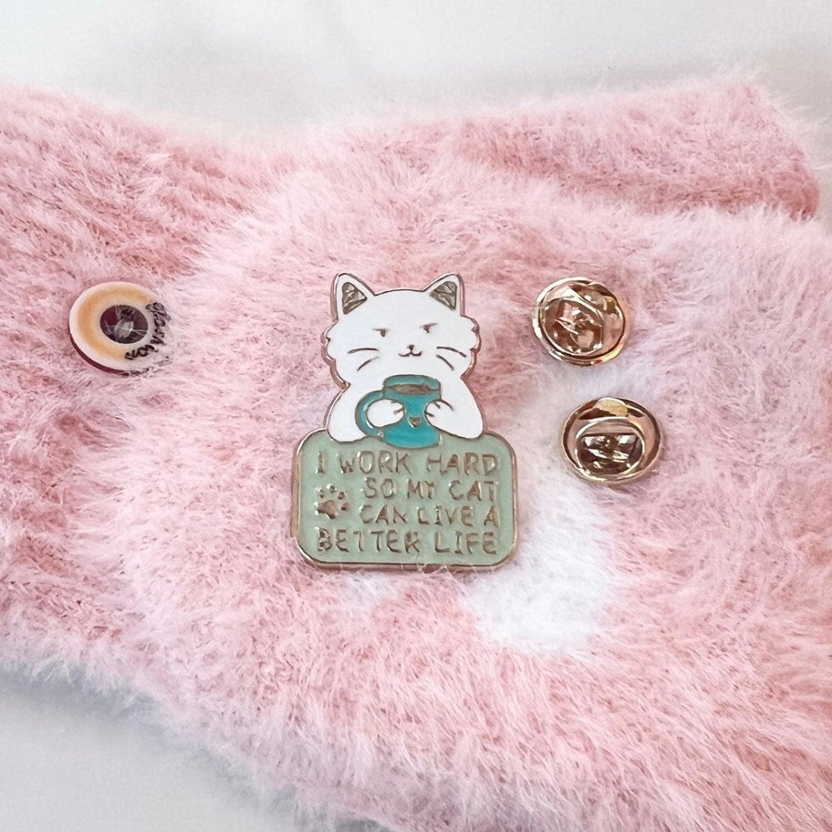 Cat Enamel Pin Work Hard for Your Cat