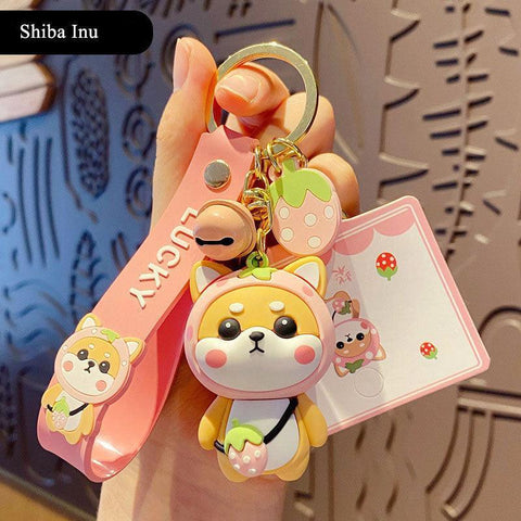 Cute Keychain for Her Pink Strawberry