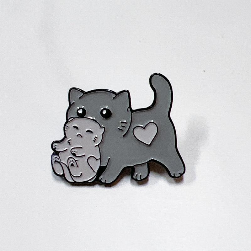 Cute Kitty with Cub Enamel Pin