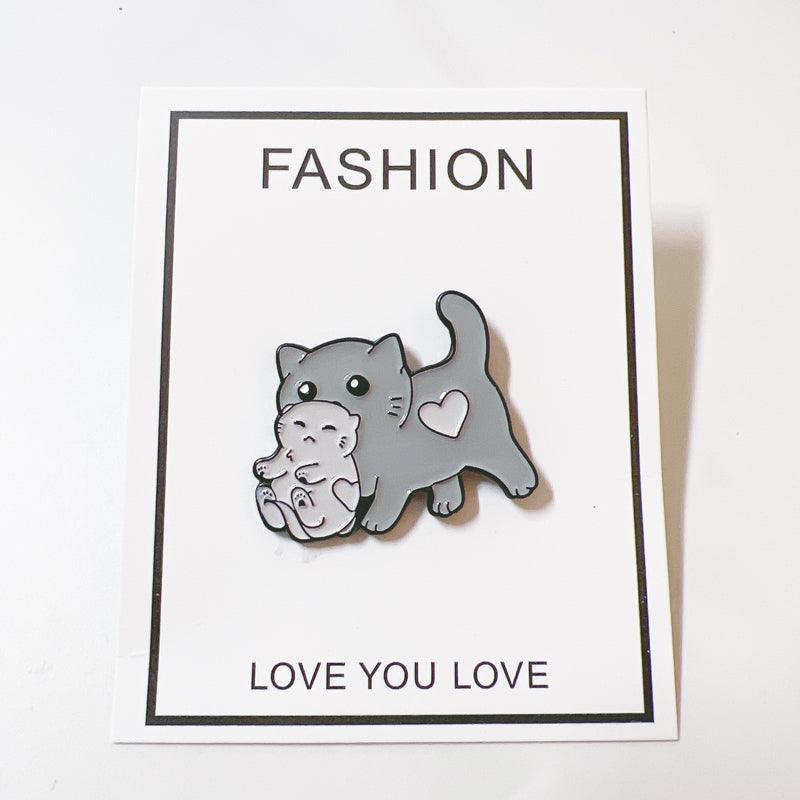 Cute Kitty with Cub Enamel Pin