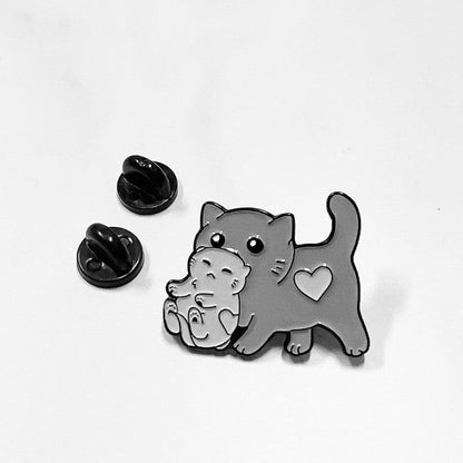 Cute Kitty with Cub Enamel Pin