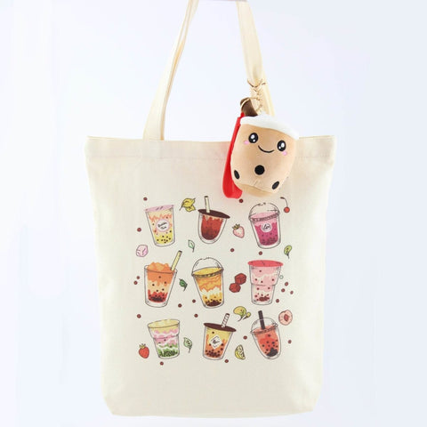 Tote Bag Boba Tote Combo with a Boba Keychain
