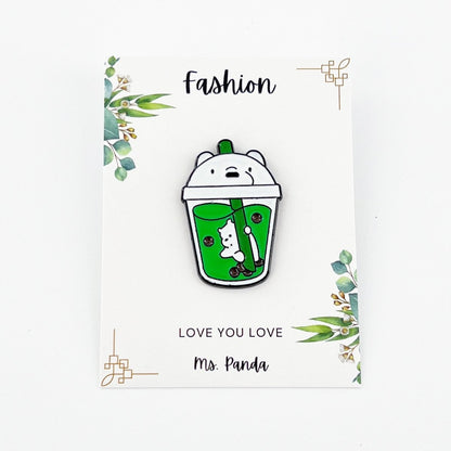 Boba Pin Bubble Tea Cup Shape Enamel Pin