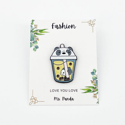 Boba Pin Bubble Tea Cup Shape Enamel Pin