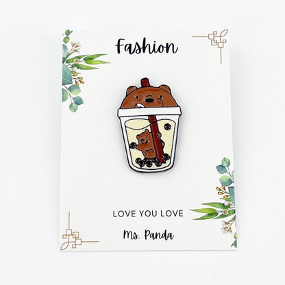 Boba Pin Bubble Tea Cup Shape Enamel Pin