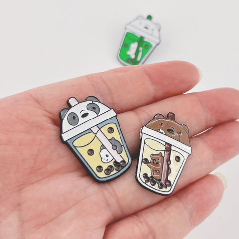 Kawaii Babe Magical Animal Boba Enamel Pins Set of All 3 (Save