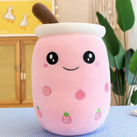 Boba Plush Cute Soft Bubble Tea Stuffed Animal Toy - Most Loved Boba Tea Plush, 30cm pink color boba plush. Best selling color plush.