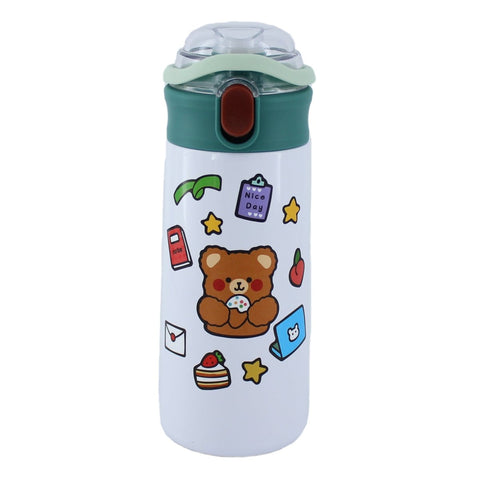 Carter Stainless Steel Water Bottle with Straw Handle Stickers 500ml Leakproof BPA Free