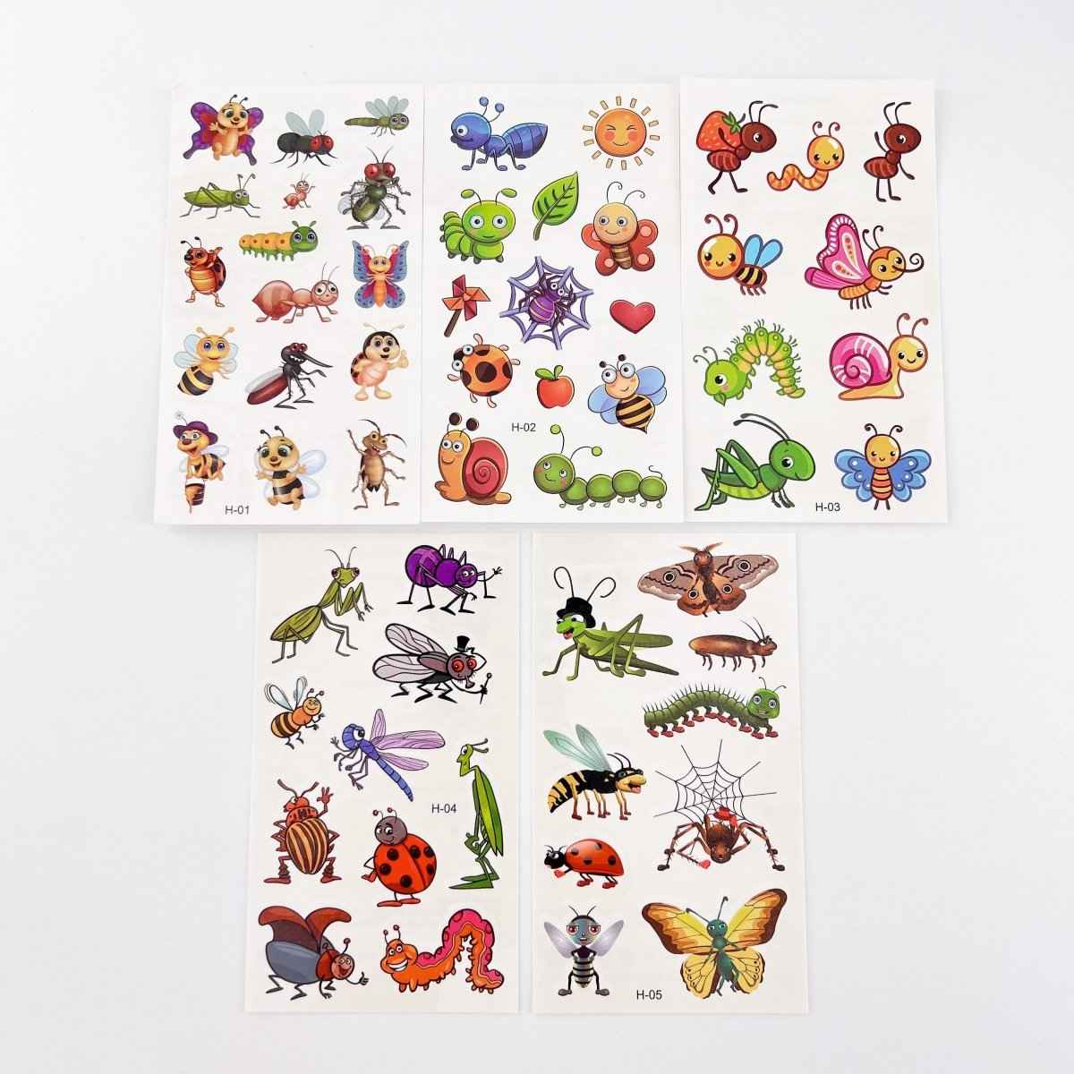 Cartoon Bugs Tattoos – 10 Sheets Non-Toxic Waterproof Stickers