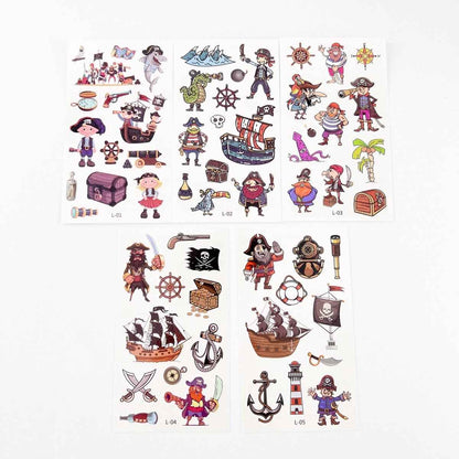 Cartoon Pirate Tattoos for Kids – 10 Waterproof Tattoo Sheets