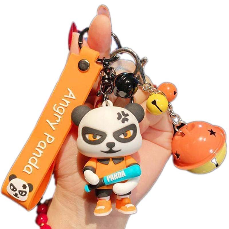 Cute Angry Panda Keychain Pendant Keyring for Women Men Kids