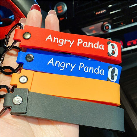 Cute Angry Panda Keychain Pendant Keyring for Women Men Kids
