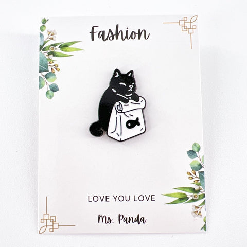 Cute Black Cat Enamel Pin