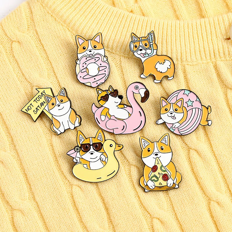 Cute Dog Corgi Enamel Pins