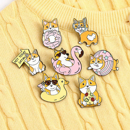 Cute Dog Corgi Enamel Pins